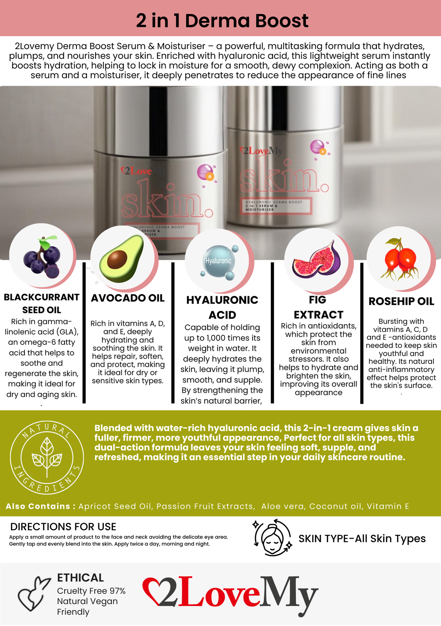 Hyaluronic Derma Boost 2 in 1 Serum & Moisturiser