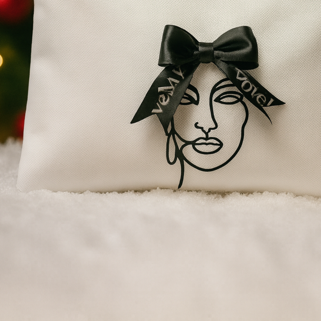 Large makeup bag with face